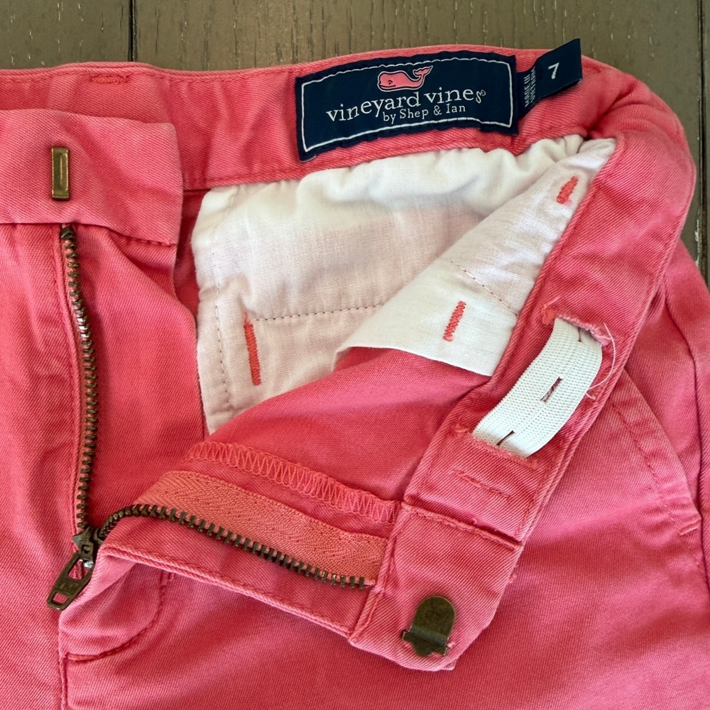 Vineyard Vines Boys’ Summer Khaki Pink/Coral Classic Breaker Shorts • Size 7 (S) - Picture 4 of 12